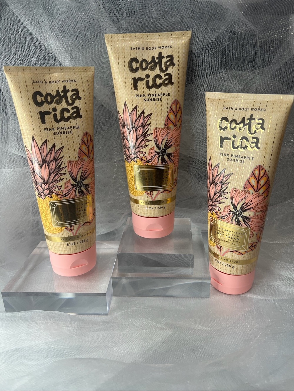 Set of 3 Bath & Body Works Costa Rica Pink Pineapple Sunrise Body Cream (FL1086)